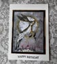 Handmade Moonlit Hare Birthday Card – 5x7 Mixed Media Wildlife Art Card