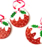 Christmas pudding decoration  hand painted on wood