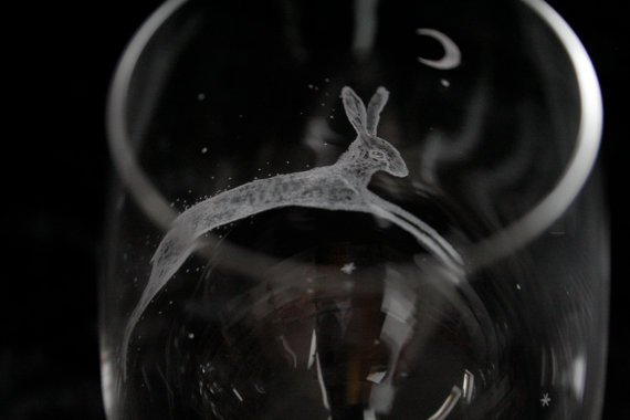 Pair of Mystic Hare Bohemia Crystal Wine Glasses