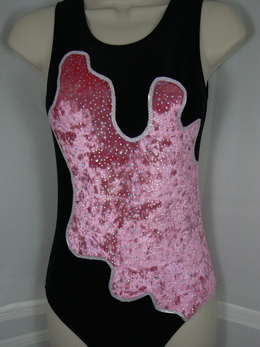 Gymnastic leotard with velour sparkle