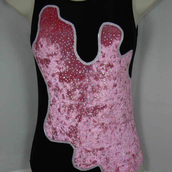 Gymnastic leotard with velour sparkle