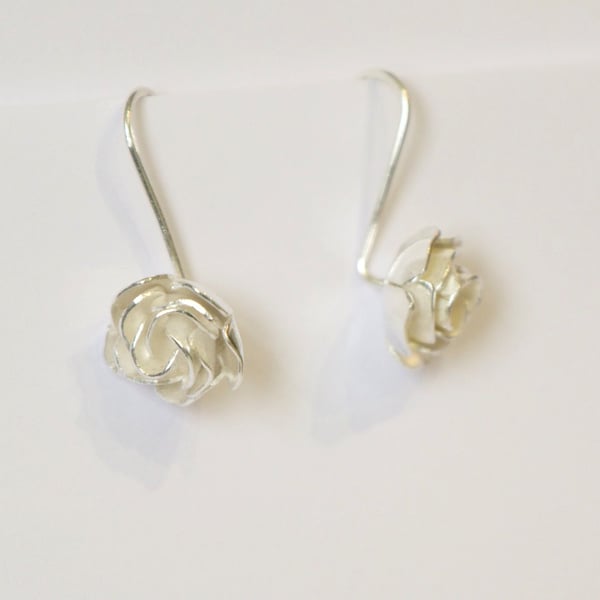 Sterling Silver Rose Earrings Handmade
