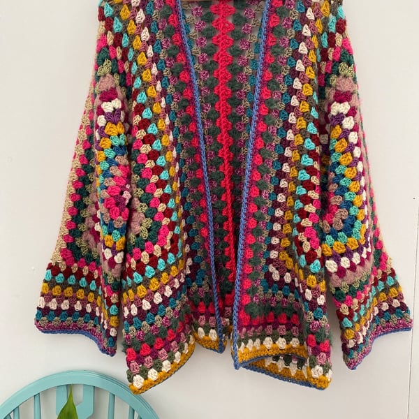Multicoloured Crocheted ‘Hexi’ Cardigan - One Size