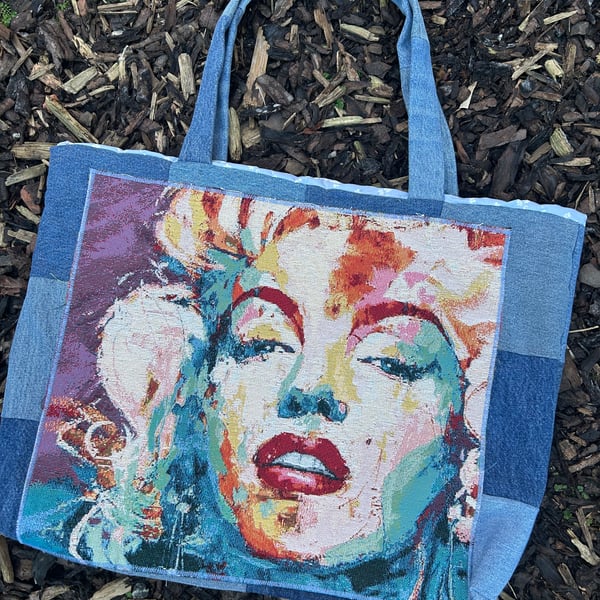 Marilyn Monroe denim tote bag