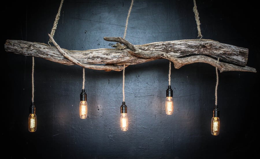 Driftwood Chandelier,Vinatge filament bulbs,Vintage Bulb pendant chandelier 