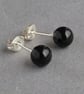 6mm Jet Black Stud Earrings - Small Onyx Swarovski Pearl Post Earrings - Gifts - Image 1
