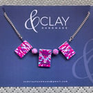 Purple, Pink & Pale Blue Stroppel Cane Necklace