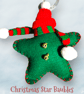 Christmas star hanging decorations baubles in woolly hats, scarves, jingle bells - Image 4