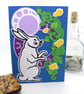 Moonlight Rabbit Paper Cut Art Card - Image 1