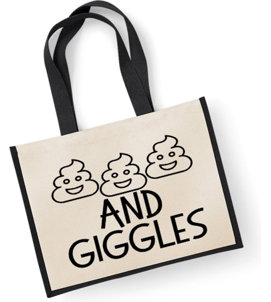 Sh.t's (Poo)And Giggles  -  Large Jute Shopper Bag