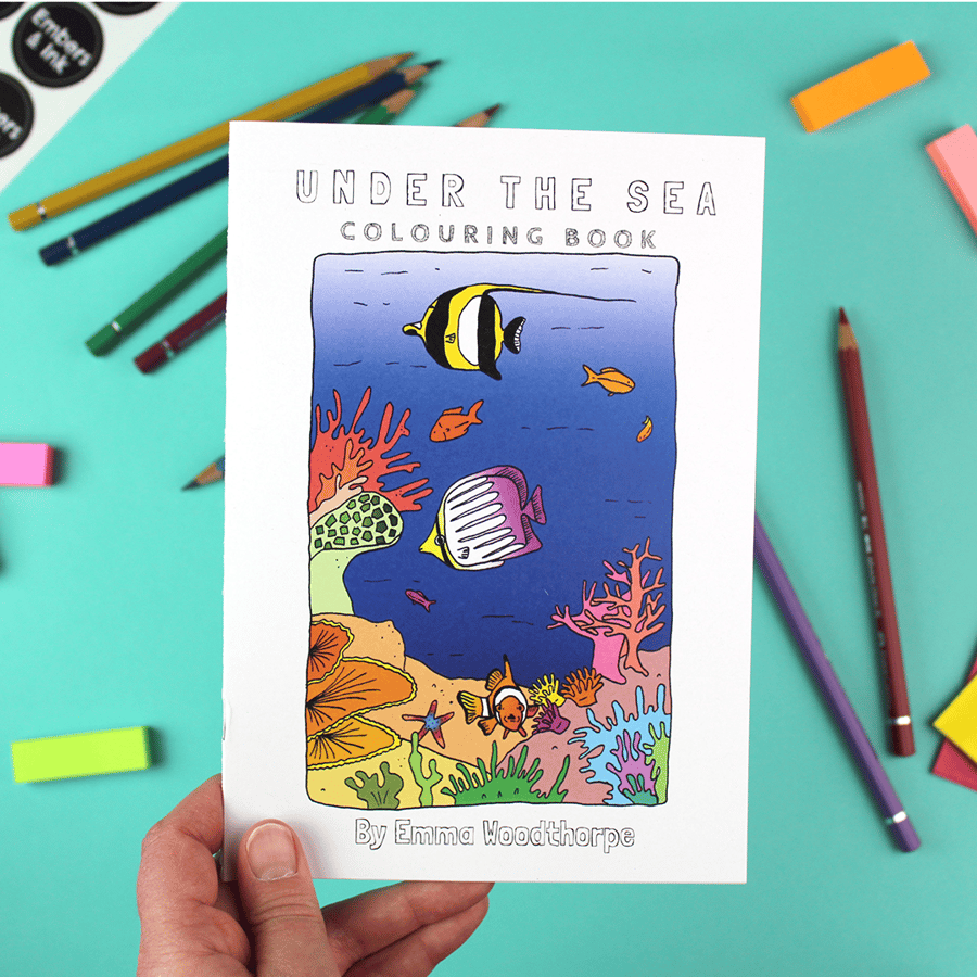 Under the Sea Plastic Free Colouring Book by Emma Woodthorpe