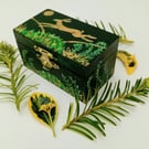 leaping hare on a pretty green trinket box