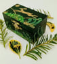leaping hare on a pretty green trinket box