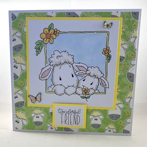 Sheep themed card for a wonderful friend