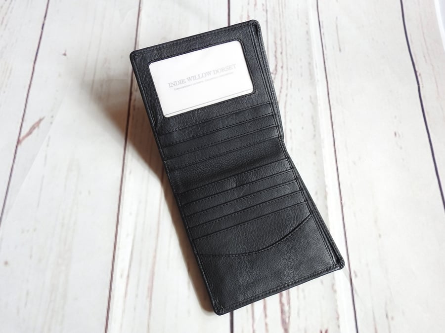 Black Leather Billfold Wallet, Black Leather Wallet, Classic Leather Wallet
