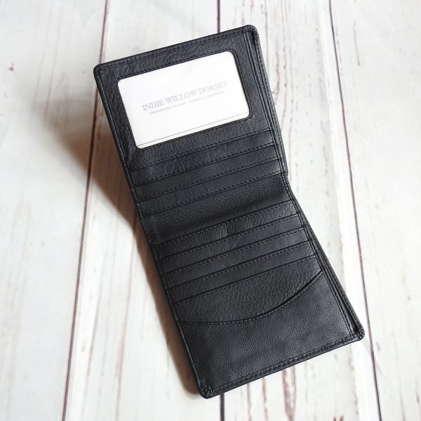 Black Leather Billfold Wallet, Black Leather Wallet, Classic Leather Wallet