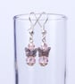 Butterfly earrings with pink beads - sweet dangle earrings - Image 1