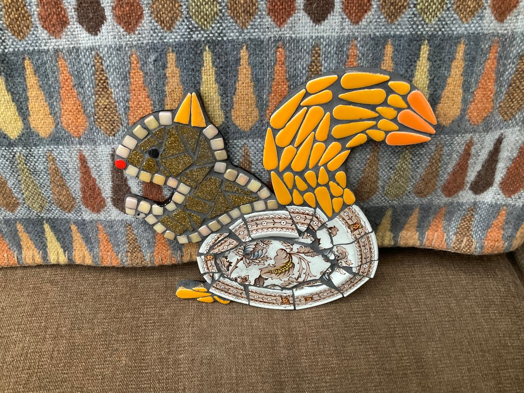 Whimsical mosaic squirrel 