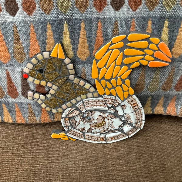 Whimsical mosaic squirrel 