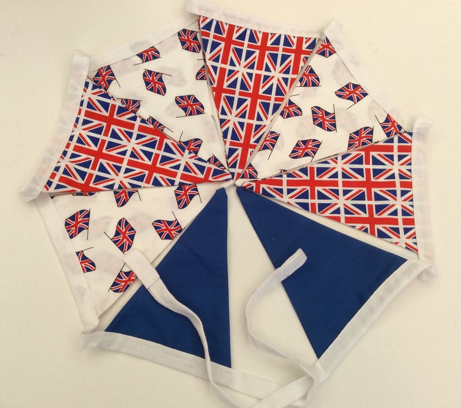 Union Jack Fabric Bunting, Red White & Blue Flags, Coronation Eurovision 