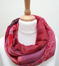 Sari silk double sided infinity scarf. Shades of burnt orange, burgundy, pink an - Image 9