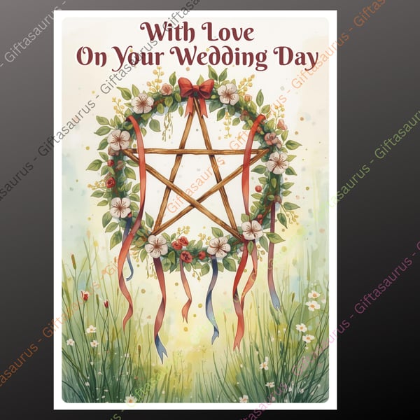 Personalised Wedding Card Plantable Seeded Wiccan Pagan Pentagram Alternative