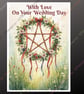Personalised Wedding Card Plantable Seeded Wiccan Pagan Pentagram Alternative