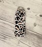 Pink Leopard Print Cotton Fabric Lip Balm Holder Keychain: Lipstick Storage