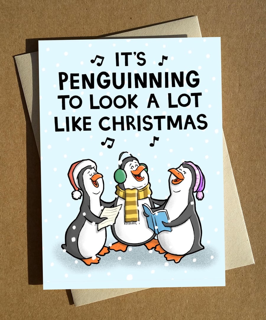 Christmas Penguins Pun Christmas Card A6