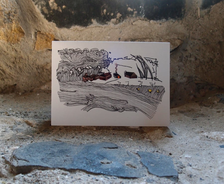 Winter scene Christmas card: View from Hadrian's Wall Path, Northumberland