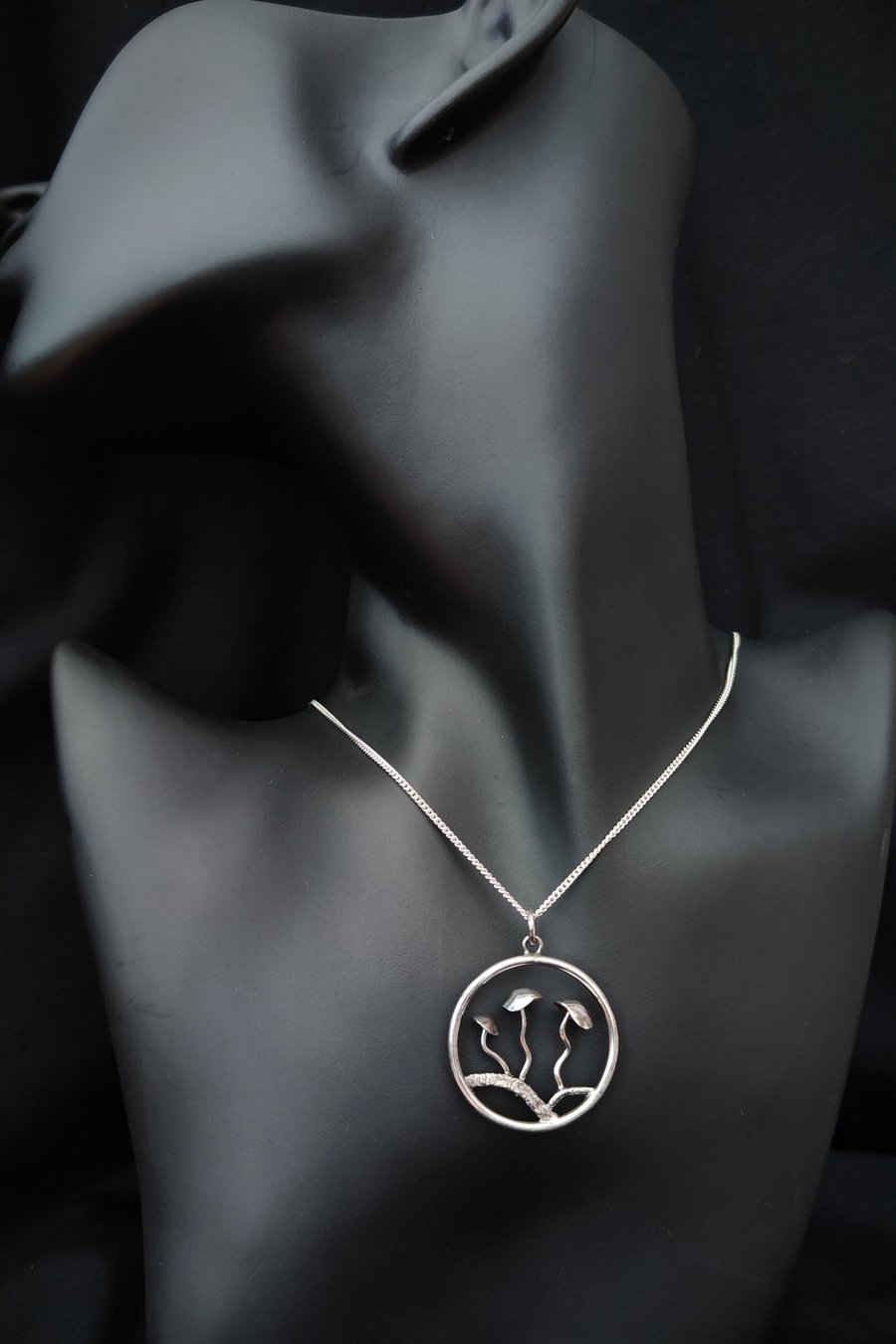 Sterling silver mushroom pendant