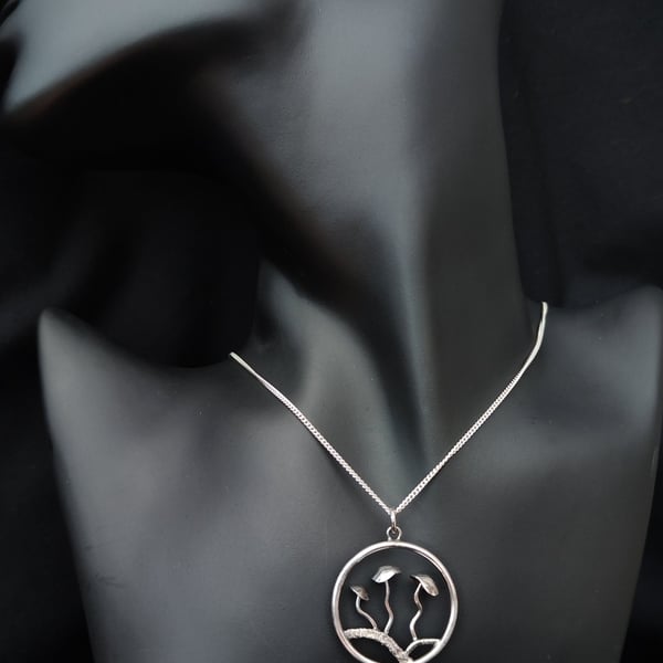 Sterling silver mushroom pendant