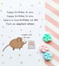 Elephant Shrew Birthday Greetings Card A6 - Funny Birthday Card - Poem - Image 1