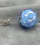 blue and ivory bumpy lampwork glass pendant  - Image 2