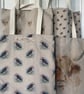 Tote Bag, Cotton linen look with all over Print Puffins, Bee, Highland Cow - Image 2