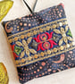 A pretty batik lavender bag with embroidered trim, scented gift, 