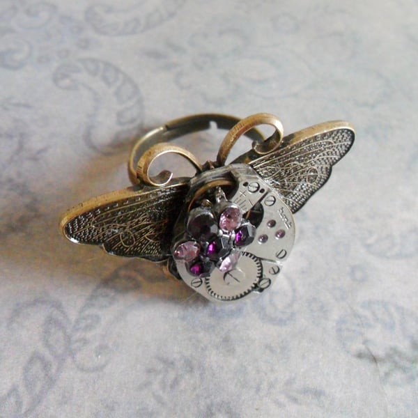Steampunk Mechanical Butterfly Ring