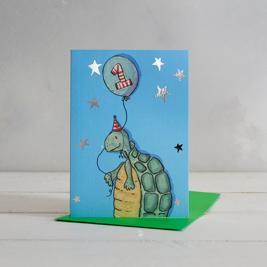 Children's Age 1 Turtle Greetings Card