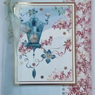 Birdhouse clock floral just for you card