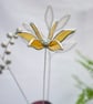 Stained Glass Flower - Handmade 3D Yellow Clematis - Silver Finish - Image 1