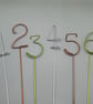 wire number for cakes or table displays in a choice of colours