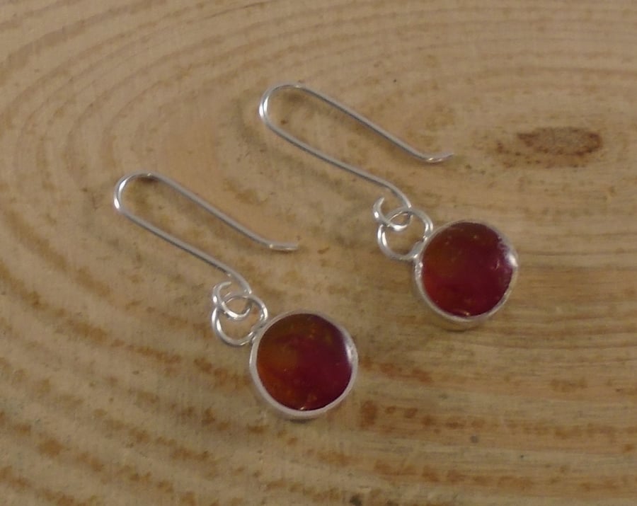 Sterling Silver Resin Fire Earrings