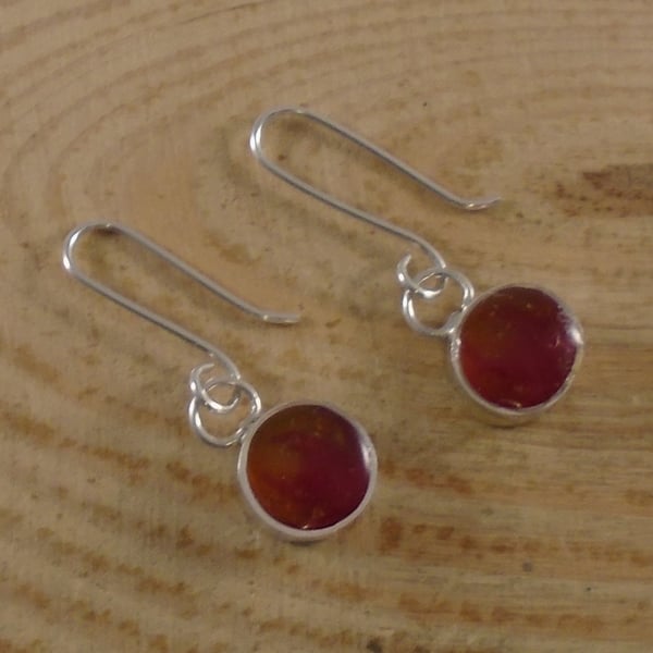 Sterling Silver Resin Fire Earrings