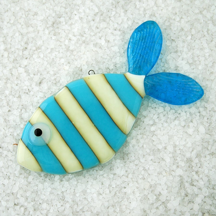 Stripy Fused Glass Fish Decoration