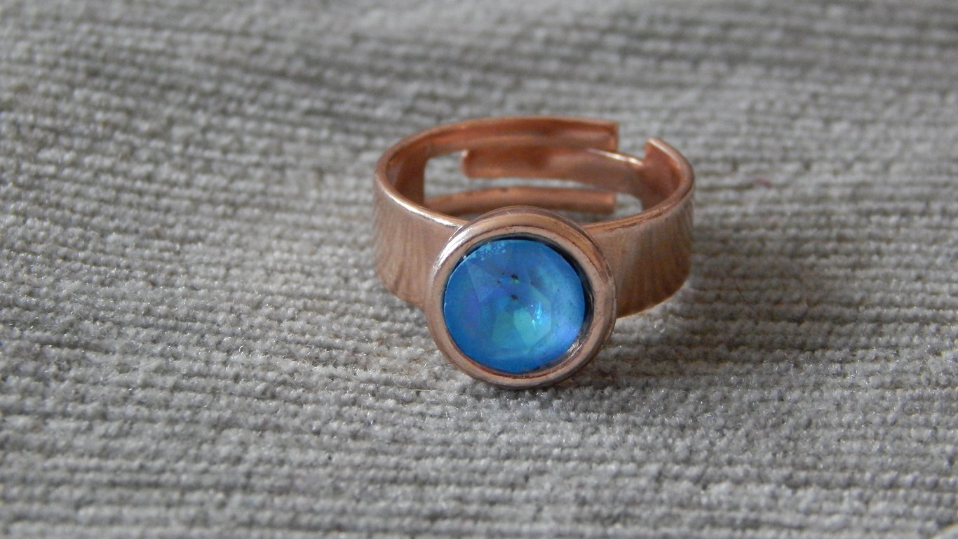 Ultra Blue AB Swarovski Solitaire Ring