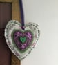 Hand Embroidered Heather Heart Decoration  - Image 6
