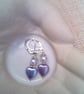 Mismatched Purple Heart and Cream Pearl Earrings, Gift for Her, Purple Heart - Image 4