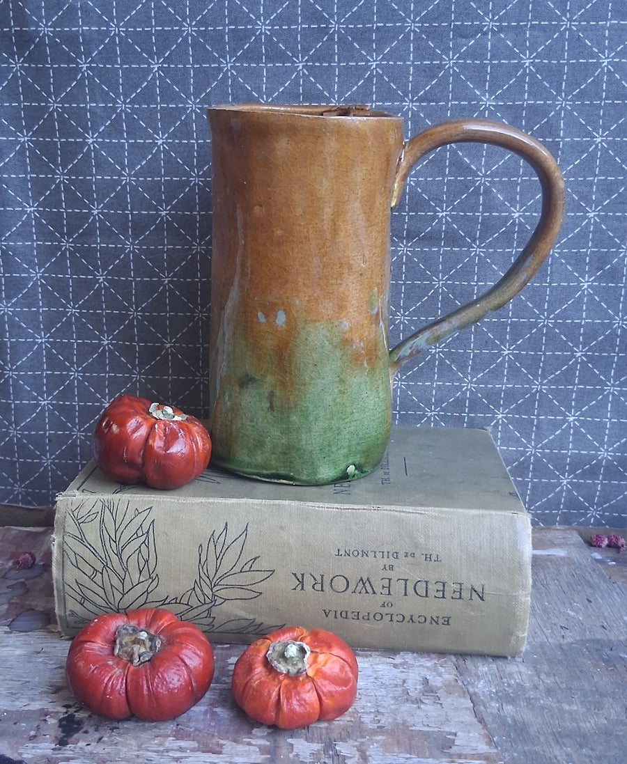 Coffee mug two tone ochre green Ceramic handmade-ready to ship