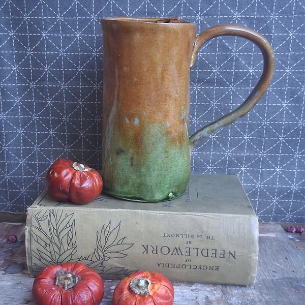 Coffee mug two tone ochre green Ceramic handmade-ready to ship