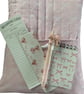 Large Quilted Book Sleeve.  Pink and White Bow Design.  Gift Set. - Image 2